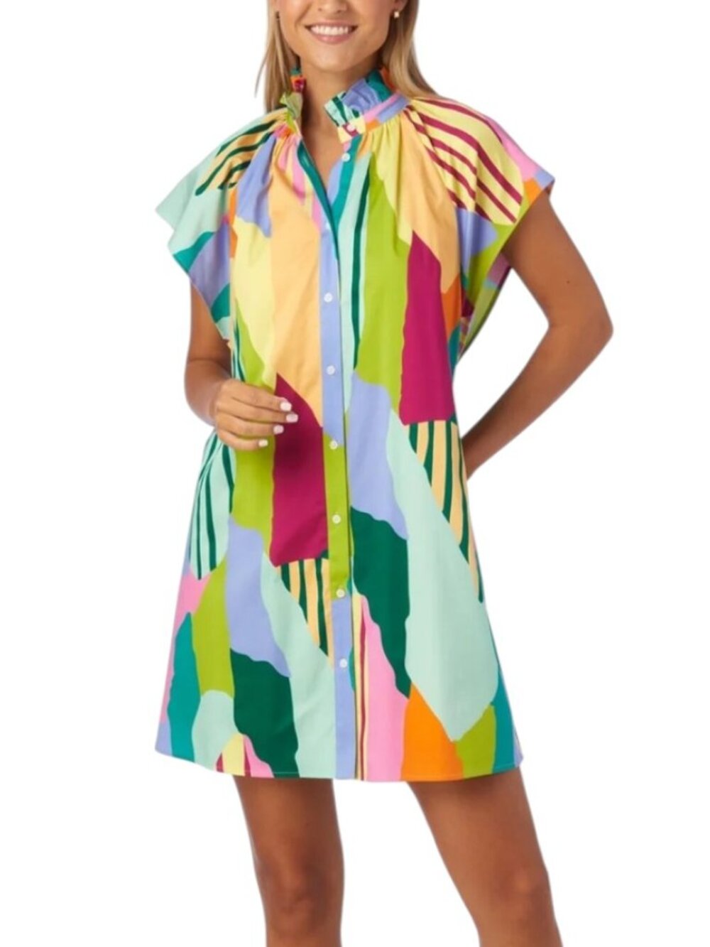 Crosby Wilhelmina Dress in Color Fields Sz M Colorblock Statement Resort
